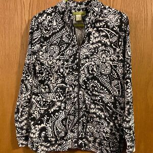 Sigrid Olsen Zip-up Black & White shirt, size M. (S47)